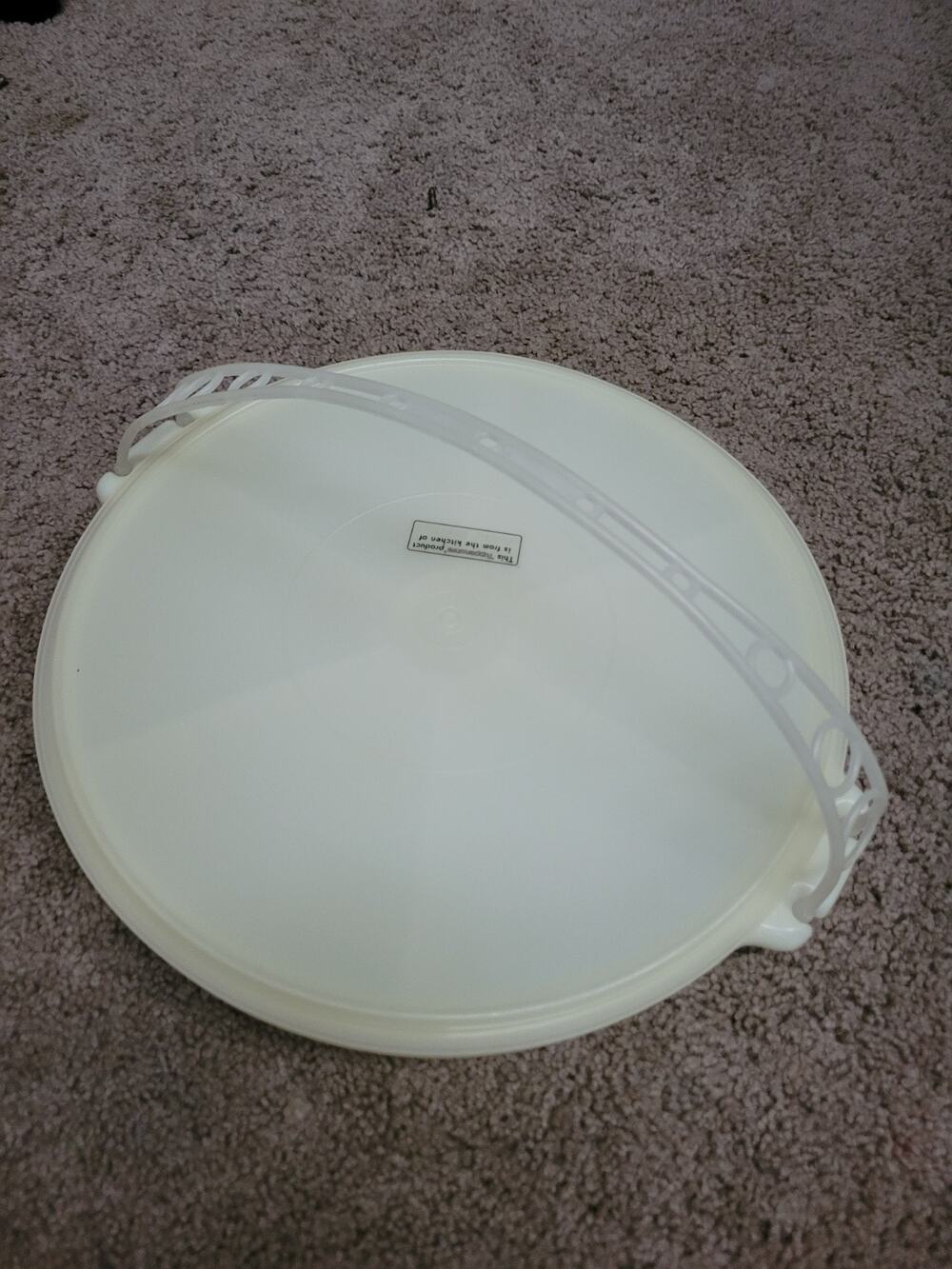 VTG LIDDED TUPPERWARE Appetizer-Vegetable Tray-w/Handle-6 Vegets OR Fruits & Dip